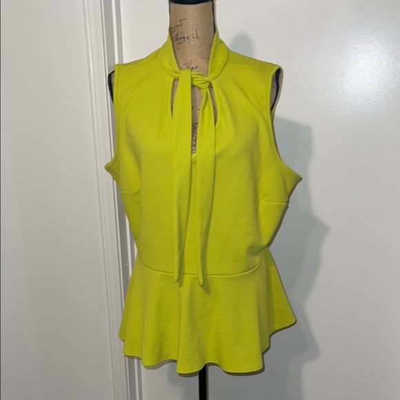 Ashley Stewart Tops - Ashley Stewart Yellow Keyhole Cutout Peplum Blouse